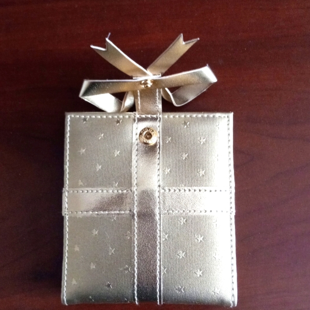 💅💛Beautiful Gold Wallet Travel Manicure Set Snap Bow & Rhinestone Closure O/S